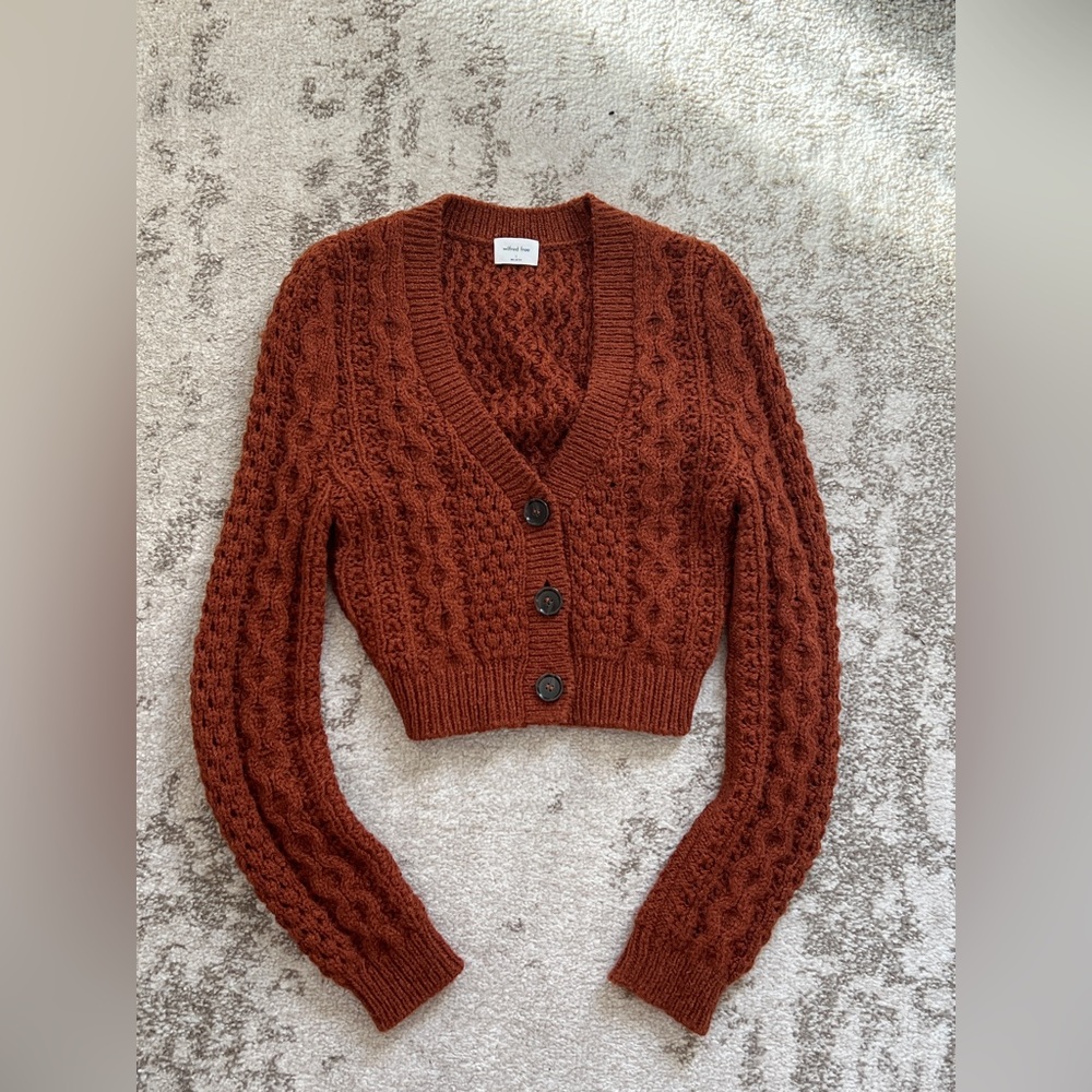 Aritzia Cable Knit Cropped Sweater - Rust